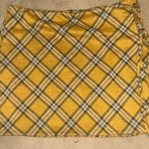 Madden NYC Mini Skirt XL Clueless vibes Yellow Black Plaid Lace up style side